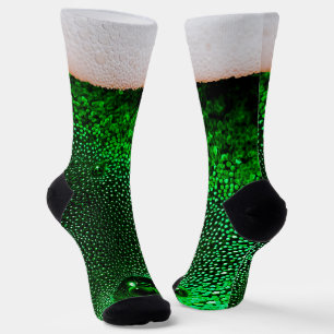 Frothy Head of Beer Funny Green Lager Flasche Socken