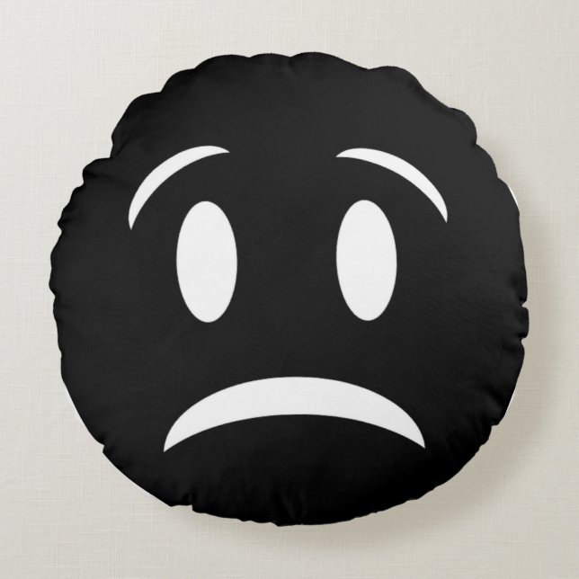 FROWNIE-GESICHT RUNDES KISSEN (Vorderseite)