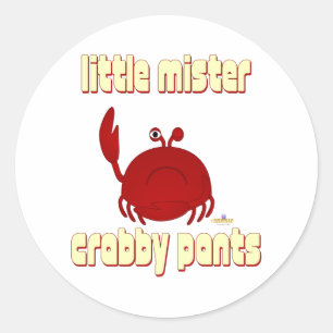 Frowning Red Crab Little Mister Pants Runder Aufkleber