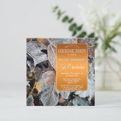 Froze Blätter Herbst Winter Cocktail Party Geburts Einladung (Stehend Vorderseite)