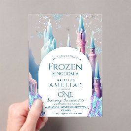 Frozen 1. Geburtstag Cartoon-Schloss Acryleinladungen