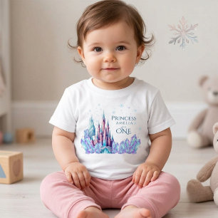 Frozen 1. Geburtstag Cartoon-Schloss Erster Geburt Baby T-shirt