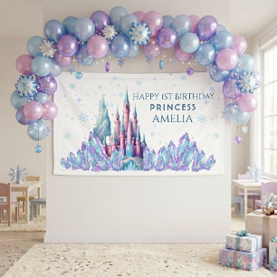 Frozen 1. Geburtstag Cartoon-Schloss Erster Geburt Banner