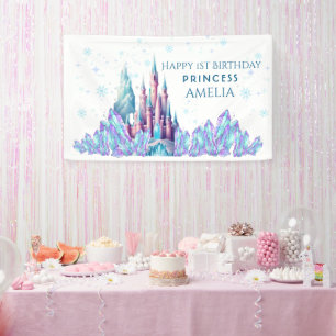 Frozen 1. Geburtstag Cartoon-Schloss Erster Geburt Banner