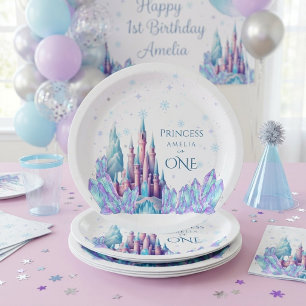 Frozen 1. Geburtstag Cartoon-Schloss Erster Geburt Pappteller