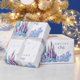 Frozen 1st Birthday Cartoon Castle First Birthday  Geschenkpapier