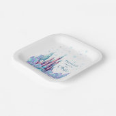 Frozen 1st Birthday Cartoon Castle First Birthday Pappteller (Gewinkelt)