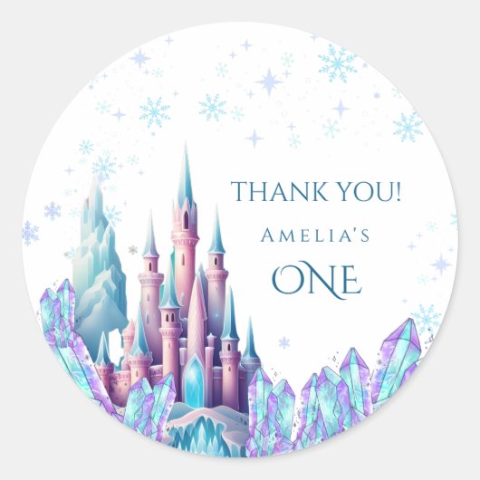 Frozen 1st Birthday Cartoon Castle First Birthday  Runder Aufkleber (Vorderseite)