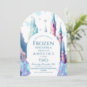 Frozen 2. Geburtstag Cartoon-Schloss Einladung (Stehend Vorderseite)