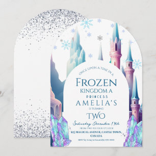 Frozen 2. Geburtstag Cartoon-Schloss Einladung