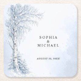 Frozen Birch Tree Hochzeit  Rechteckiger Pappuntersetzer