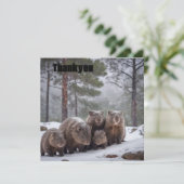 Frozen Burrow: Australian Wombat Family Dankeskarte (Stehend Vorderseite)