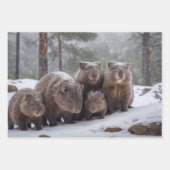 Frozen Burrow: Australian Wombat Family Geschenkpapier Set (Vorderseite 3)