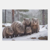 Frozen Burrow: Australian Wombat Family Geschenkpapier Set (Vorderseite 2)