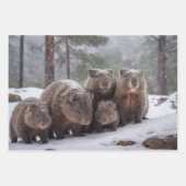 Frozen Burrow: Australian Wombat Family Geschenkpapier Set (Vorderseite)