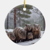 Frozen Burrow: Australian Wombat Family Keramik Ornament (Hinten)