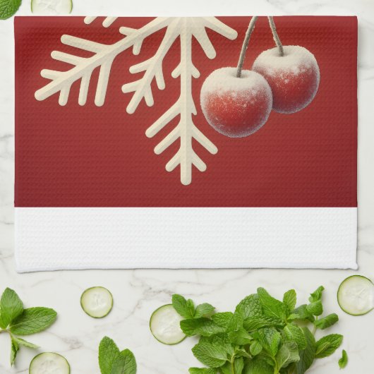 Frozen Cherry Snowflake – Winter Magic Design Geschirrtuch (Gefaltet)