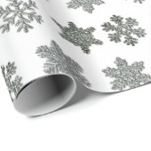 Frozen crystal frosty silver snowflakes geschenkpapier (Rolleneckpunkt)