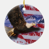 Frozen Eagle und amerikanische Flagge Keramik Ornament (Hinten)