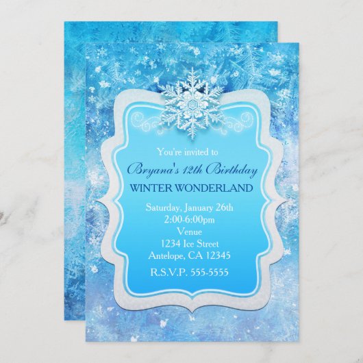 Frozen EisWinter Wonderland Snowflake Einladungen (Vorne/Hinten)