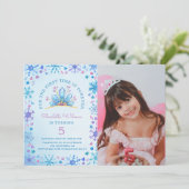 Frozen Fairy Tale Ice Princess Foto Geburtstag Einladung (Stehend Vorderseite)