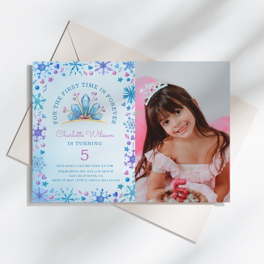 Frozen Fairy Tale Ice Princess Foto Geburtstag Einladung