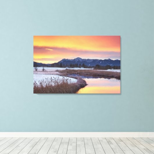 Frozen Fluss mit Schnee Leinwanddruck (Insitu (Holzboden))