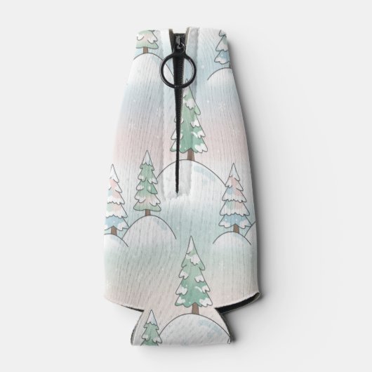 Frozen Forest Elegance Winter Tree Designs Flaschenkühler (Rückseite)
