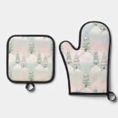 Frozen Forest Elegance Winter Tree Designs Ofenhandschuh & Topflappen-Set (Vorderseite)