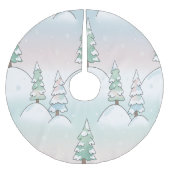 Frozen Forest Elegance Winter Tree Designs Polyester Weihnachtsbaumdecke (Vorderseite)