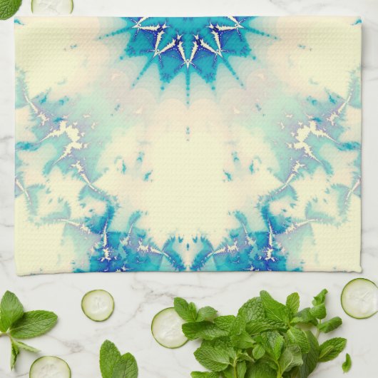 Frozen Frosty Blue Snowflake Winter Pattern Geschirrtuch (Gefaltet)