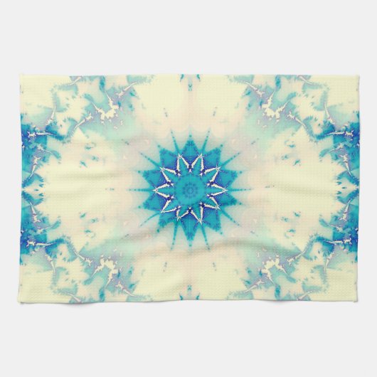 Frozen Frosty Blue Snowflake Winter Pattern Geschirrtuch (Horizontal)