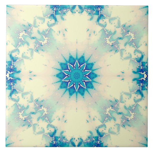 Frozen Frosty Blue Snowflake Wintermuster Fliese (Vorderseite)