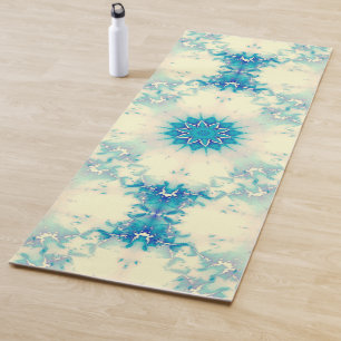 Frozen Frosty Blue Snowflake Wintermuster Yogamatte