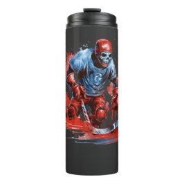 Frozen Fury: Eishockey-Skelett-T-Shirt Thermosbecher