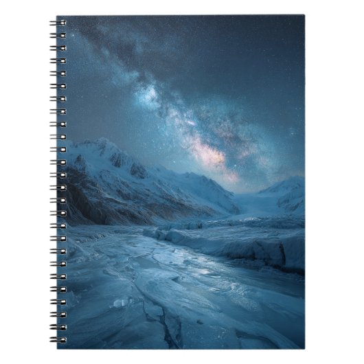 Frozen Galaxy Blue Starry Glacier Notebook Notizblock (Vorderseite)