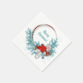 Frozen Ice Blue Christmas Branch Red Poinsettia Serviette (Ecke)