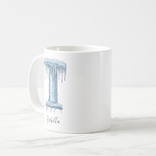 Frozen Icicle Letter I Personalized Winter Name Kaffeetasse (Vorderseite Links)