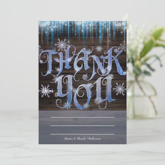 Frozen Icicles Winter Wonderland Danke Karte (Stehend Vorderseite)
