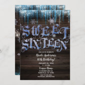 Frozen Icicles Winter Wonderland Sweet 16 Sechzehn Einladung (Vorne/Hinten)