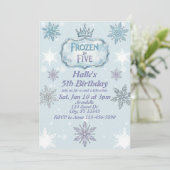 Frozen in Five Snowflake Birthday Invitation Einladung (Stehend Vorderseite)