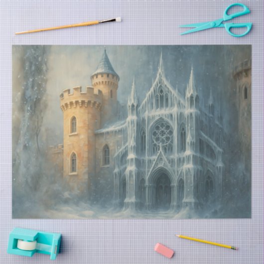 Frozen Kathedrale Winter Gothic Fantasy Decoupage Seidenpapier (Basteln)