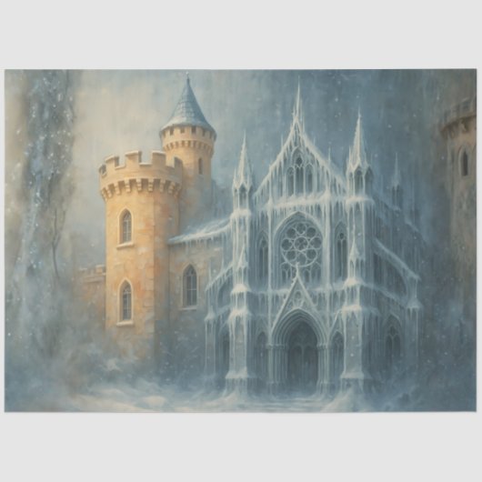 Frozen Kathedrale Winter Gothic Fantasy Decoupage Seidenpapier (Vorderseite)