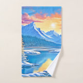 Frozen Lake Sunset Art Badhandtuch Set (Handtuch)