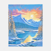 Frozen Lake Sunset Art Fleecedecke (Vorderseite)