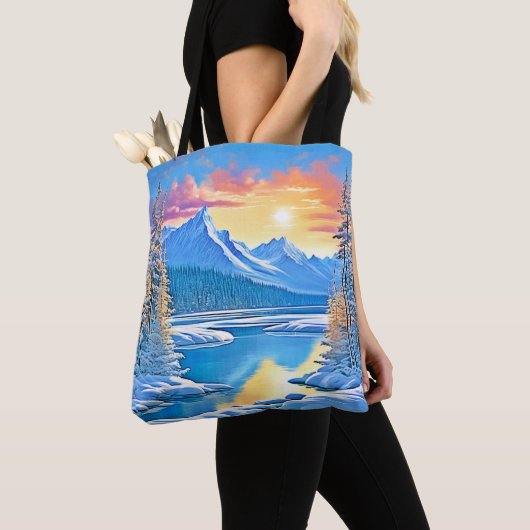 Frozen Lake Sunset Art Tasche (Von Nahem)