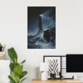Frozen Lighthouse Winter Sea Art, Ocean Coastal Poster (Heimbüro)