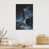 Frozen Lighthouse Winter Sea Art, Ocean Coastal Poster (Küche)
