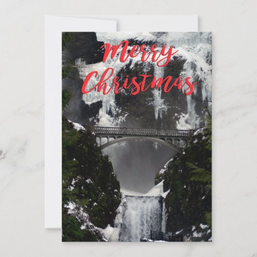 Frozen Multnomah Falls Christmas Card Feiertagskarte (Vorderseite)