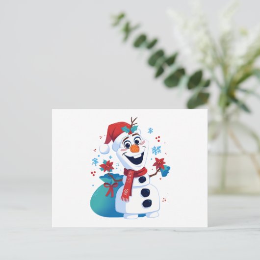 Frozen Olaf - Festlicher Cartoon Snowman mit Red H Postkarte (Stehend Vorderseite)